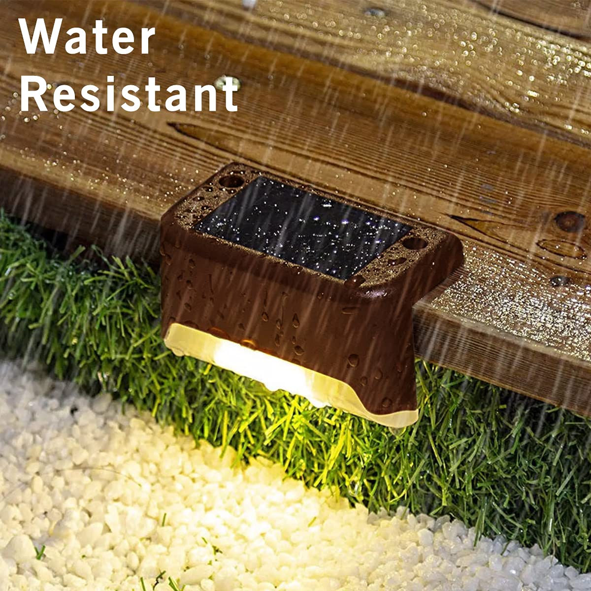 Light Outdoor Waterproof Step Lights Deck Lighting for Steps Stairs Paths Garden Fences Pathway,Outdoor Solar Deck Lights [ Pack of 4, Warm
