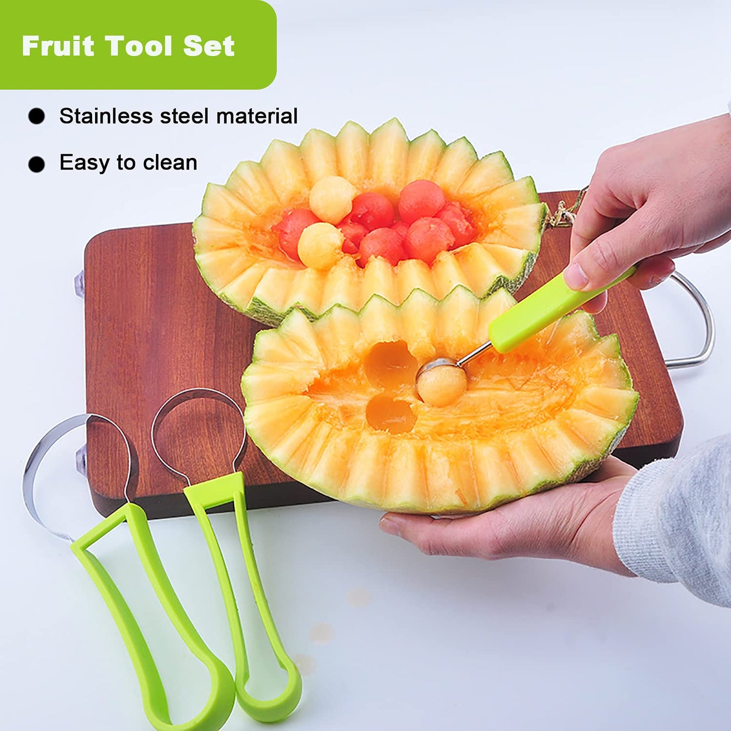 Melon Baller Scoop Set,Fruit Cutters, 4 In 1