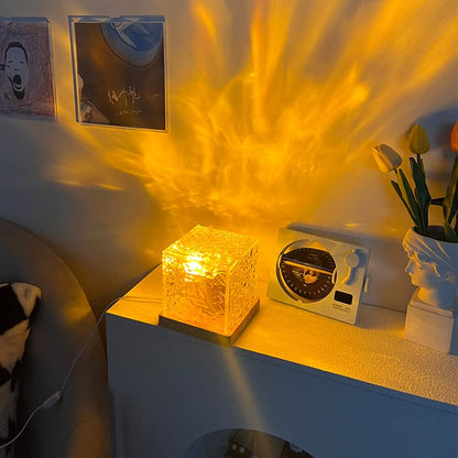 n Wave Projector Light，Aurora Glow Lamp Crystal Night Light Romantic Room Decor，Led Ripple Lamp Lights Party Bedroom Room Decor