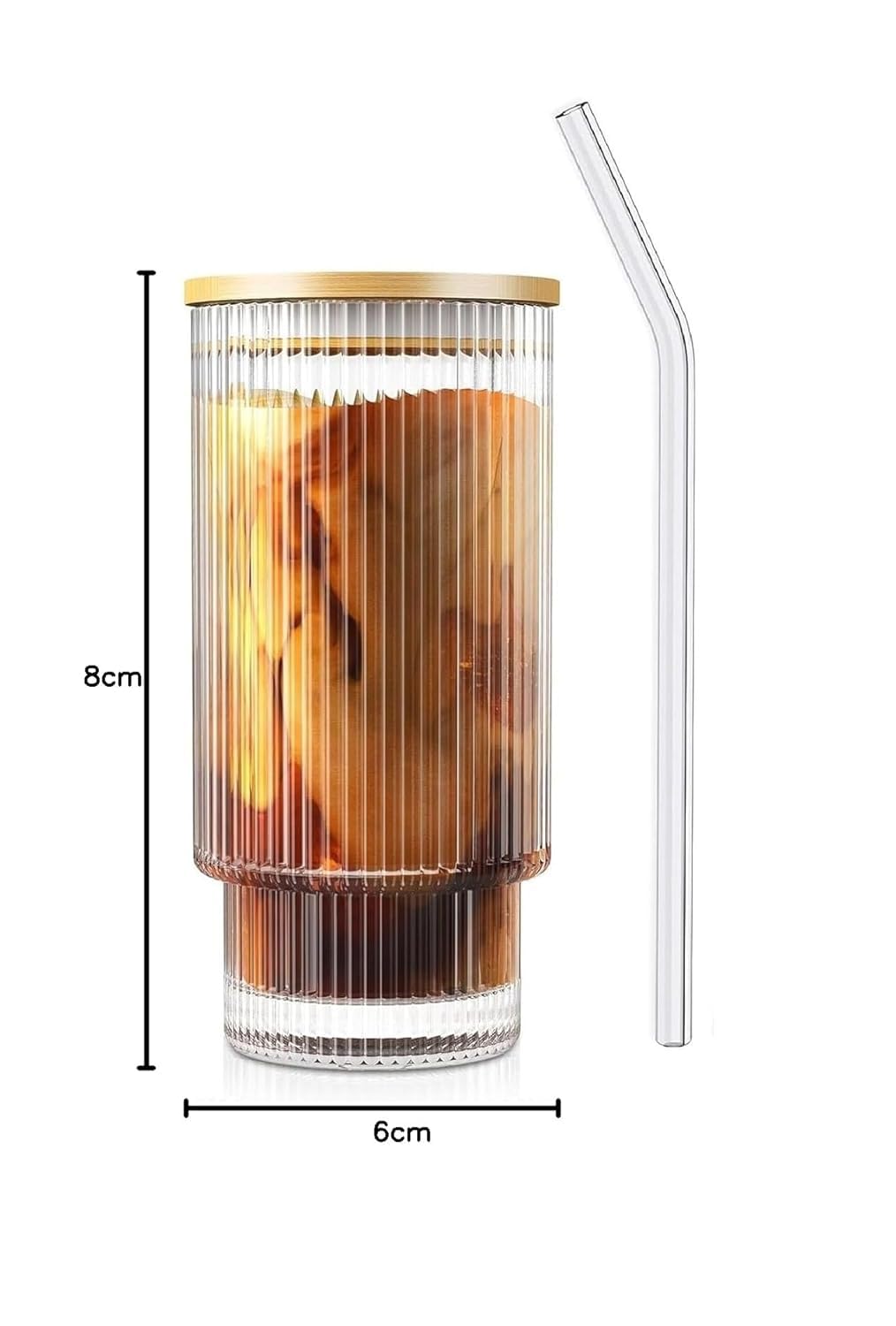 Drinking Glasses Tumbler Set of 1 Wooden Lids and Straws
