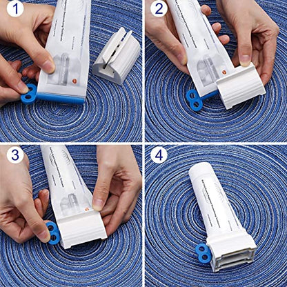 Plastic Rolling Tube - Plastic Squeezing Rolling Tube Dispenser with Novel Rotate Handle for Easily Use Toothpaste for Bathroom(Red, Blue, Green, 3...