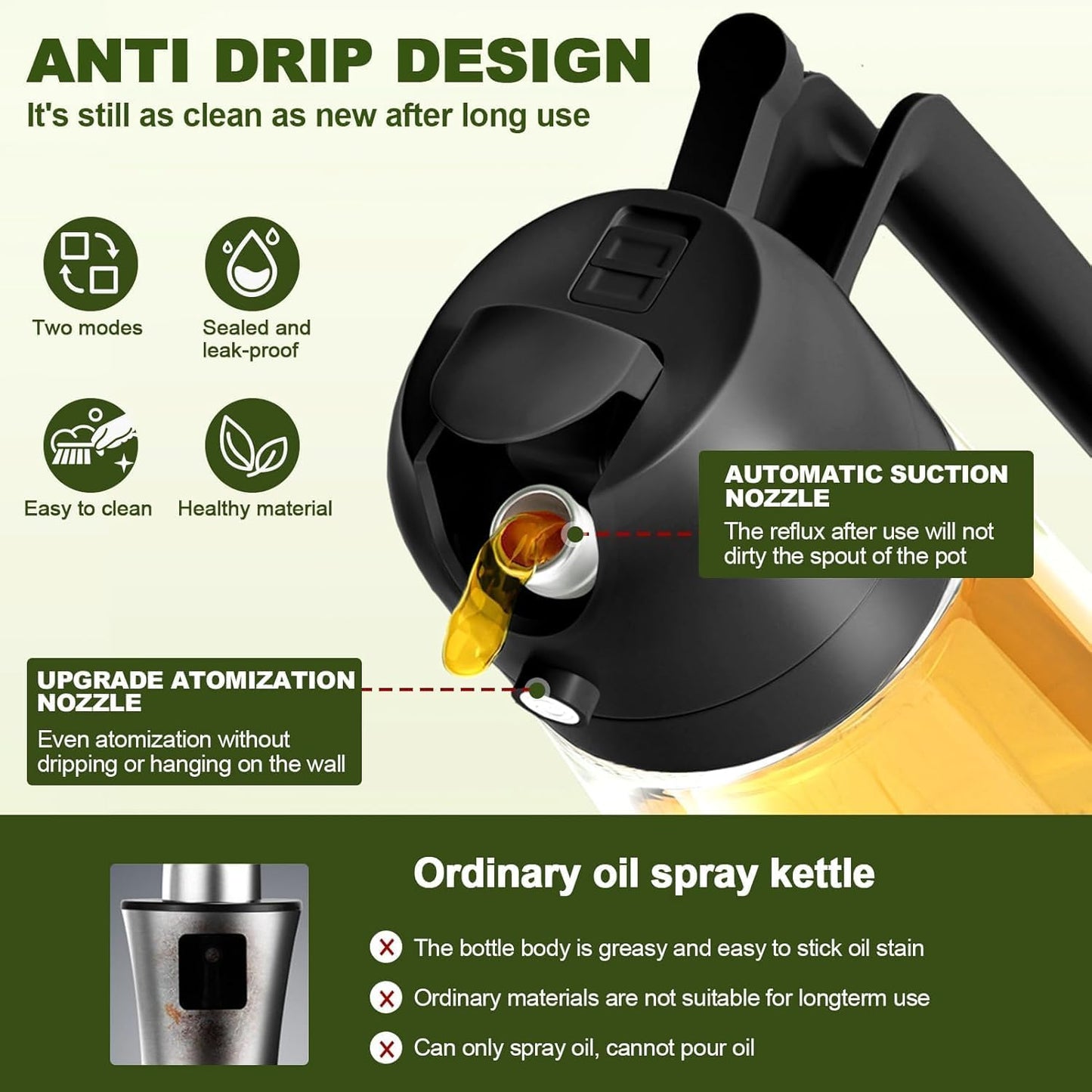 Oil Spray Bottle For Cooking, 2 In 1
