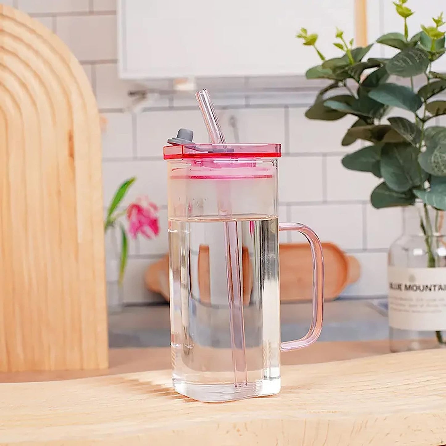 Can Glass Sipper Tumbler with Lid Straw -