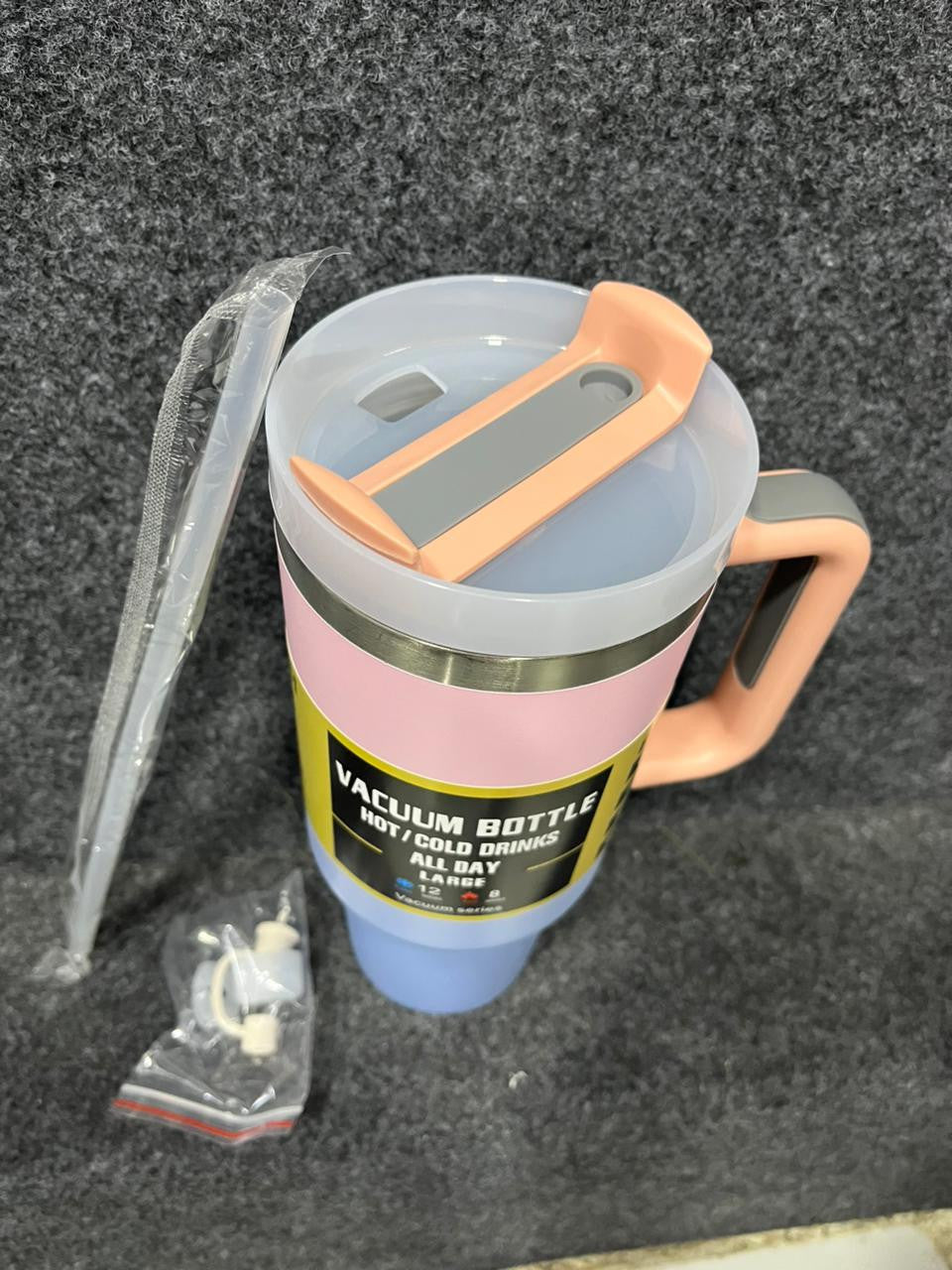 1200ml Tumbler with Straw - Handle – Stainless Steel Double Wall Insulated Cup