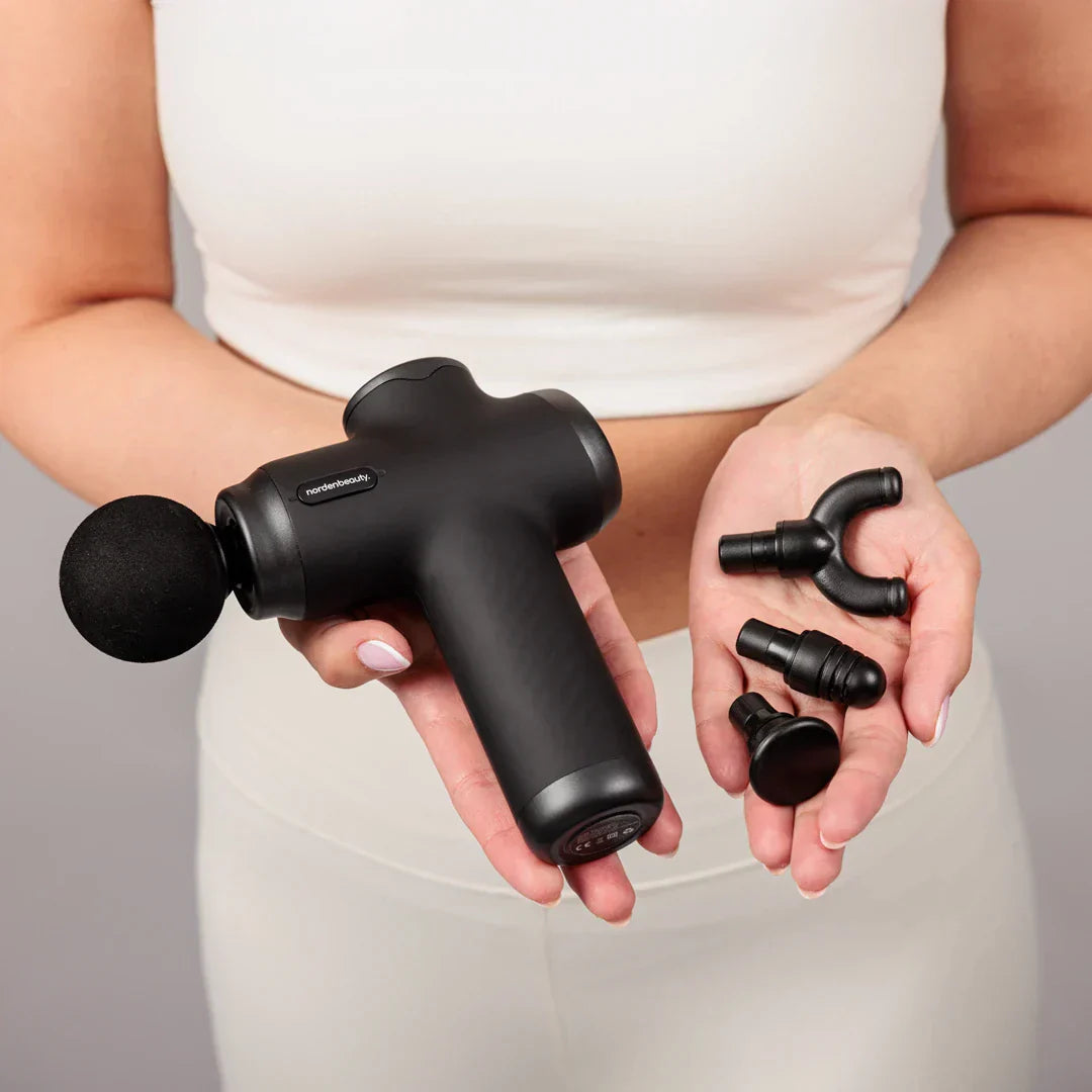 Portable Muscle Massage Gun with 4 Massage Heads, 6 Speeds Percussion Body Back Massager for Athletes Muscle